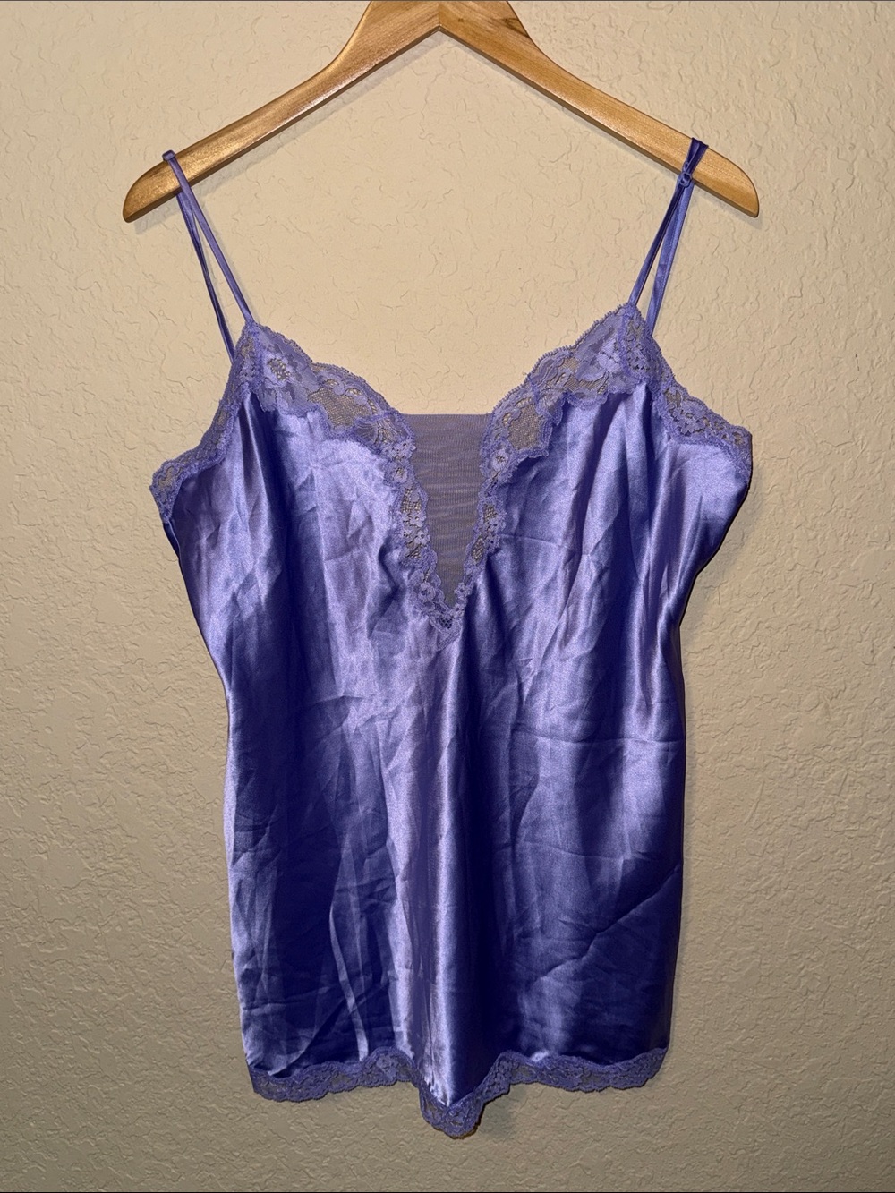 Victoria Secret Lavender Satin Lace Trim Slip Dress large